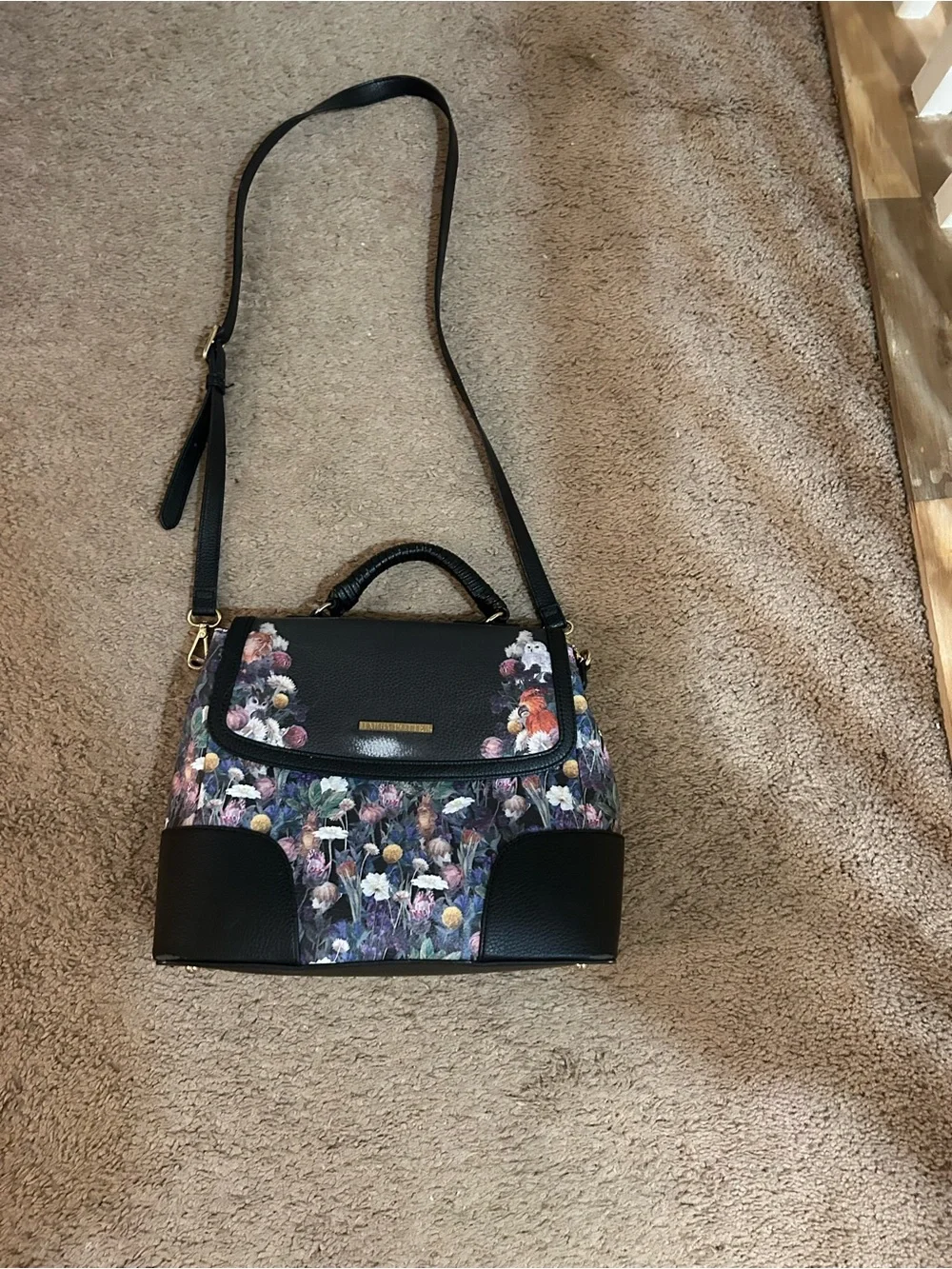 Harry Potter Black Floral Satchel Purse